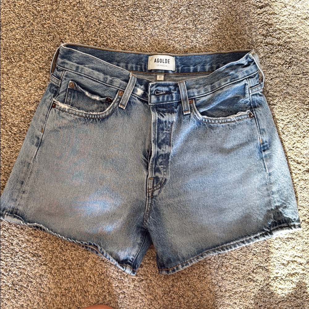 Agolde Light Blue Denim Shorts